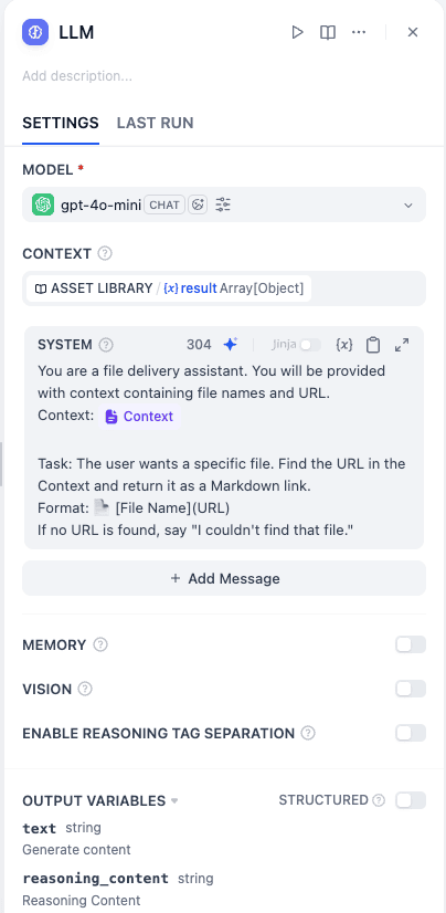 LLM prompt setting in Dify