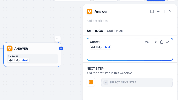Answer Node settings