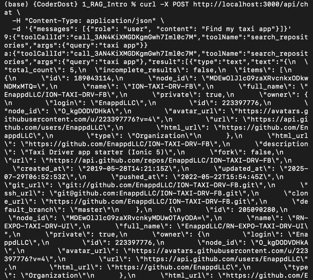Raw response from MCP server